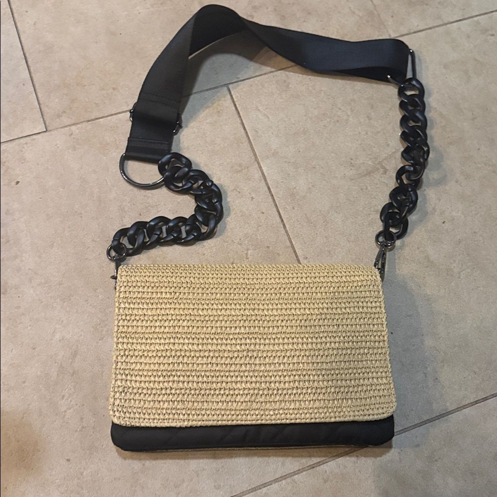Multiwear Black Raffia Crossbody and Clutch 2 Straps - BRAND NEW Bag
